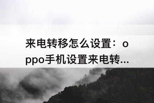 来电转移怎么设置：oppo手机设置来电转移怎么设置