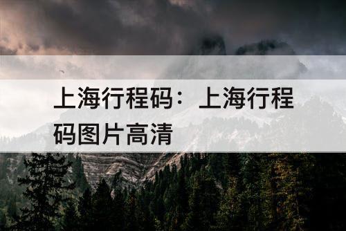 上海行程码：上海行程码图片高清