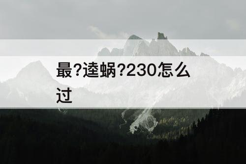 最?逵蜗?230怎么过