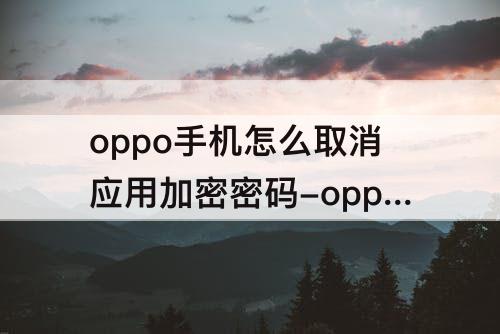 oppo手机怎么取消应用加密密码-oppo手机怎么取消应用加密密码忘记怎么办