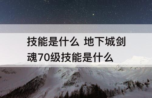 技能是什么 地下城剑魂70级技能是什么
