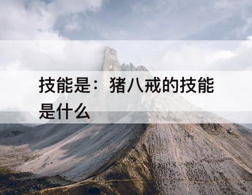 技能是：猪八戒的技能是什么