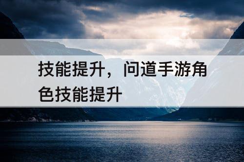 技能提升，问道手游角色技能提升