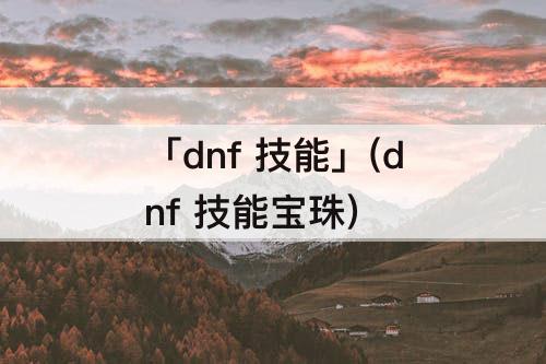 「dnf 技能」(dnf 技能宝珠)