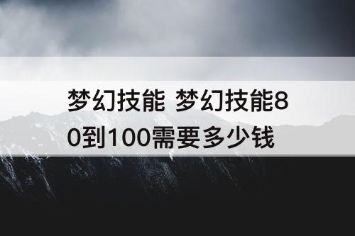 梦幻技能 梦幻技能80到100需要多少钱