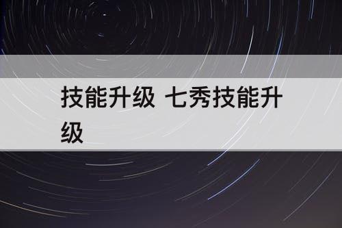 技能升级 七秀技能升级