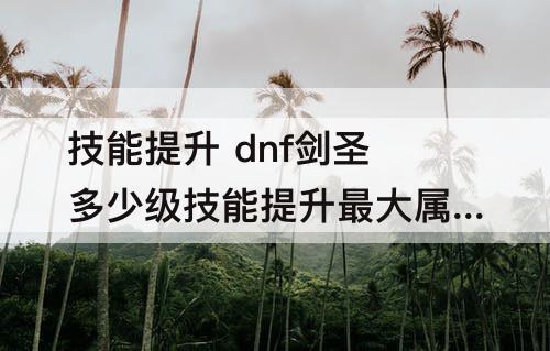 技能提升 dnf剑圣多少级技能提升最大属性