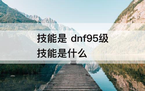 技能是 dnf95级技能是什么