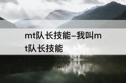 mt队长技能-我叫mt队长技能