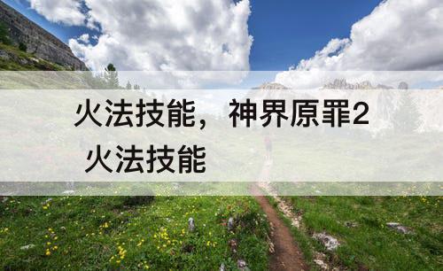 火法技能，神界原罪2 火法技能