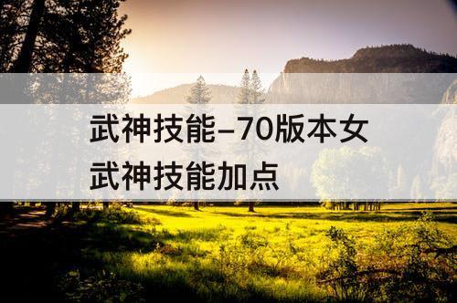 武神技能-70版本女武神技能加点