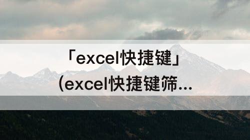 「excel快捷键」(excel快捷键筛选)