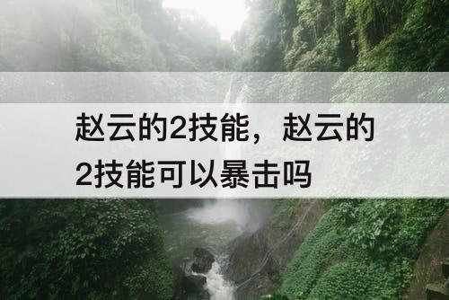 赵云的2技能，赵云的2技能可以暴击吗