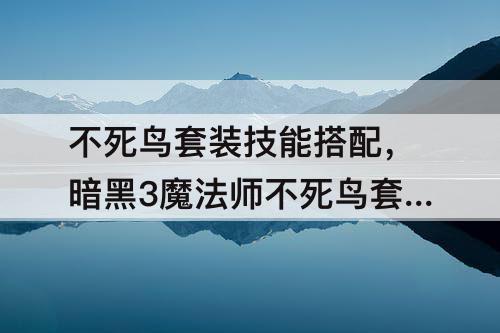不死鸟套装技能搭配，暗黑3魔法师不死鸟套装技能搭配26