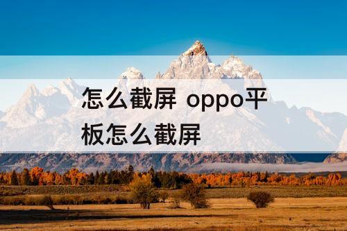 怎么截屏 oppo平板怎么截屏