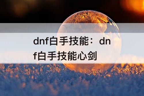dnf白手技能：dnf白手技能心剑