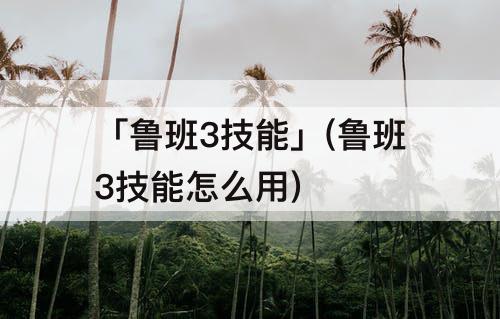 「鲁班3技能」(鲁班3技能怎么用)