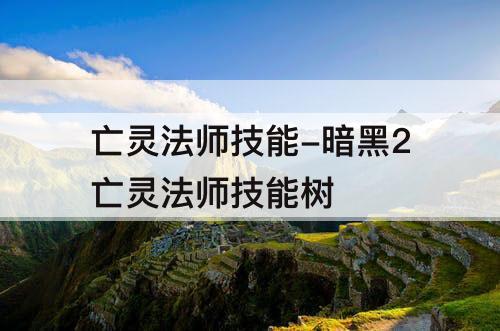 亡灵法师技能-暗黑2亡灵法师技能树