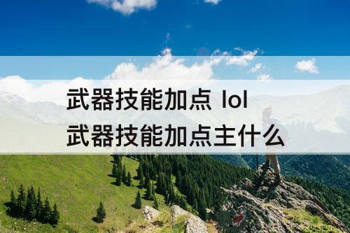 武器技能加点 lol武器技能加点主什么