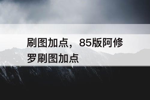 刷图加点，85版阿修罗刷图加点