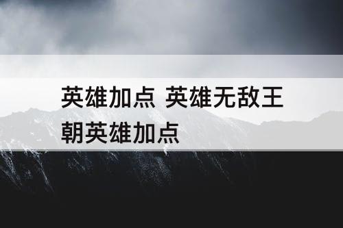 英雄加点 英雄无敌王朝英雄加点