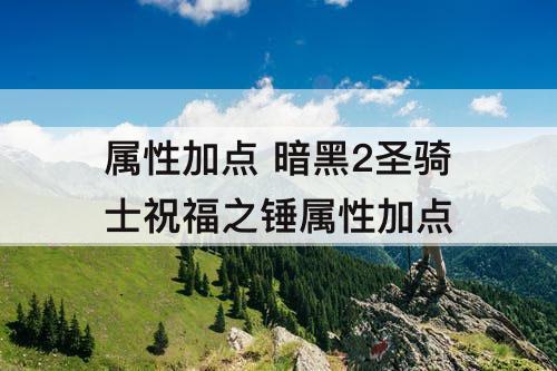 属性加点 暗黑2圣骑士祝福之锤属性加点