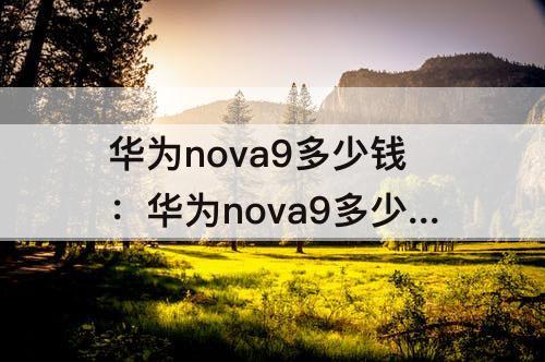 华为nova9多少钱：华为nova9多少钱8+256.5G多少钱