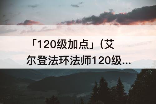 「120级加点」(艾尔登法环法师120级加点)