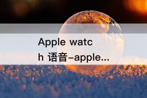 Apple watch 语音-apple watch 语音备忘录 不同步