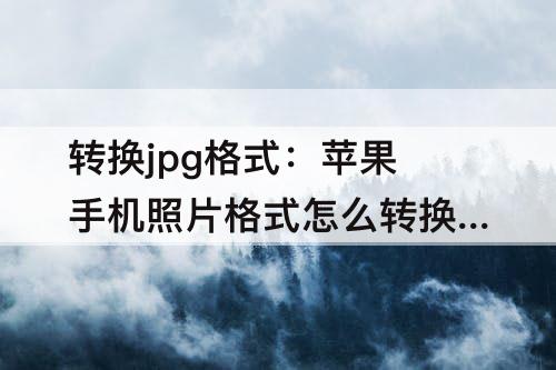 转换jpg格式：苹果手机照片格式怎么转换JPG格式