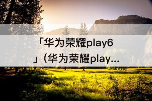 「华为荣耀play6」(华为荣耀play6pro参数配置)
