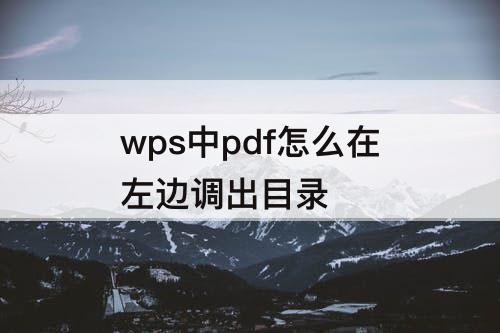 wps中pdf怎么在左边调出目录