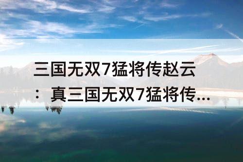 三国无双7猛将传赵云：真三国无双7猛将传赵云武器属性选择