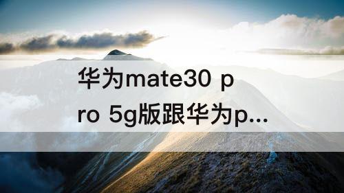 华为mate30 pro 5g版跟华为p40pro