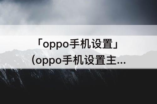 「oppo手机设置」(oppo手机设置主页面)