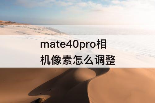 mate40pro相机像素怎么调整
