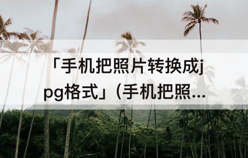 「手机把照片转换成jpg格式」(手机把照片转换成jpg格式怎么弄)