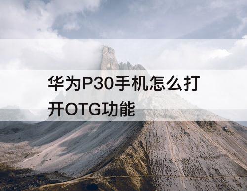 华为P30手机怎么打开OTG功能