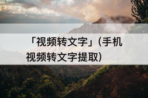 「视频转文字」(手机视频转文字提取)