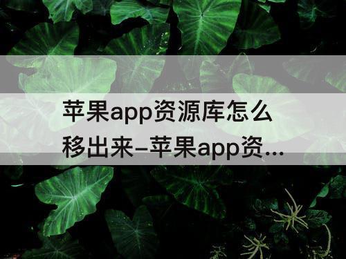 苹果app资源库怎么移出来-苹果app资源库怎么移出来全部