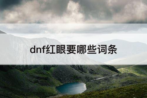 dnf红眼要哪些词条