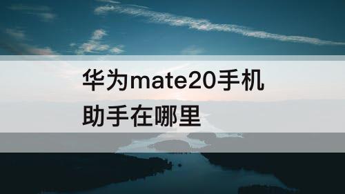 华为mate20手机助手在哪里