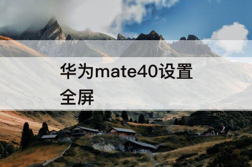 华为mate40设置全屏