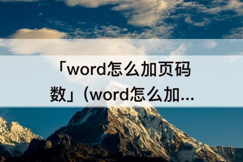 「word怎么加页码数」(word怎么加页码数从特定页开始)