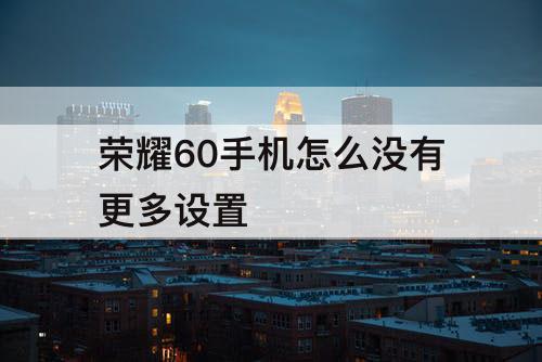 荣耀60手机怎么没有更多设置