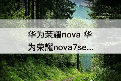 华为荣耀nova 华为荣耀nova7se怎么样