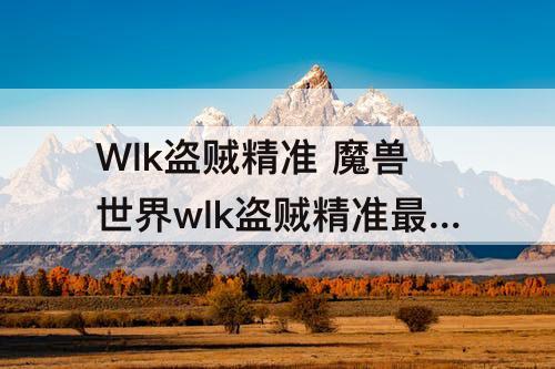 Wlk盗贼精准 魔兽世界wlk盗贼精准最低多少