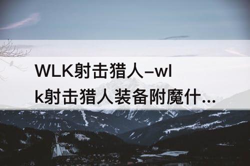 WLK射击猎人-wlk射击猎人装备附魔什么属性