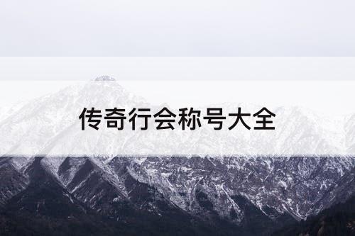 传奇行会称号大全