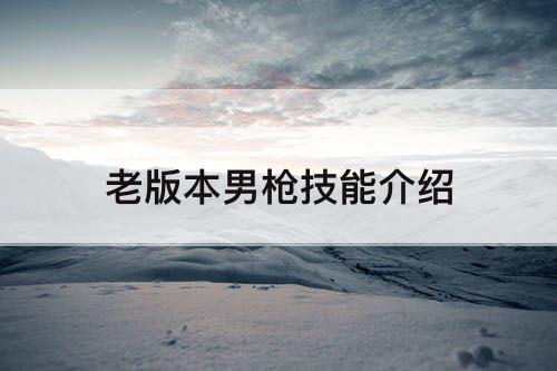 老版本男枪技能介绍